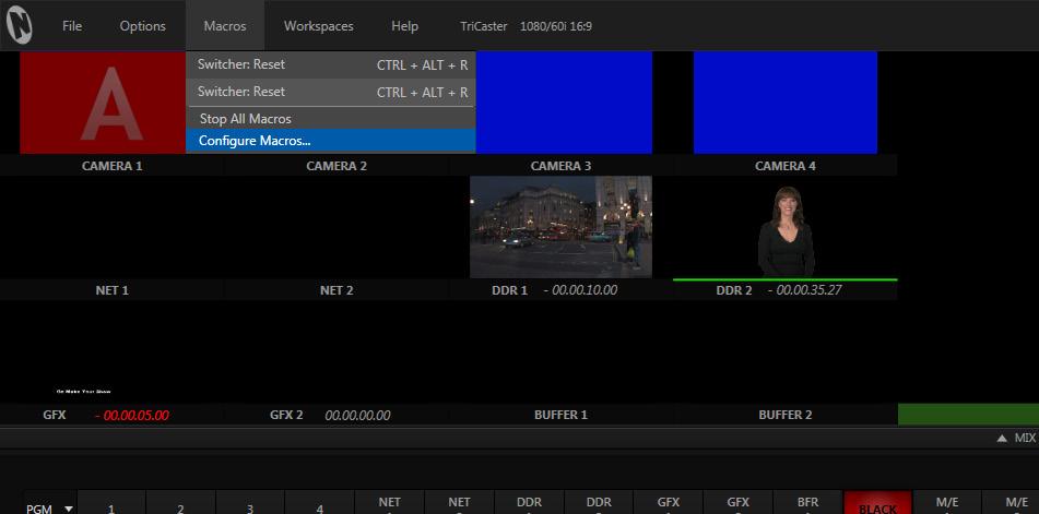 TriCaster Mini Go Make Your Show Guide 58 Now you are ready to set up a test macro.