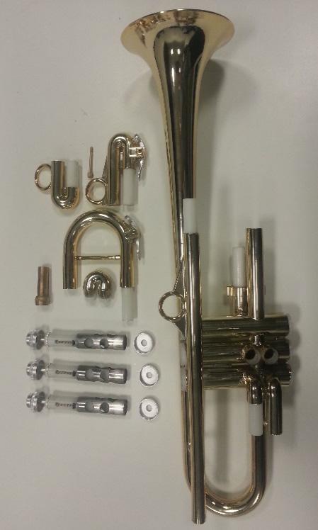 The whole body of the instrument is electroplated with a gold lacquer to give a final finish to the instrument.