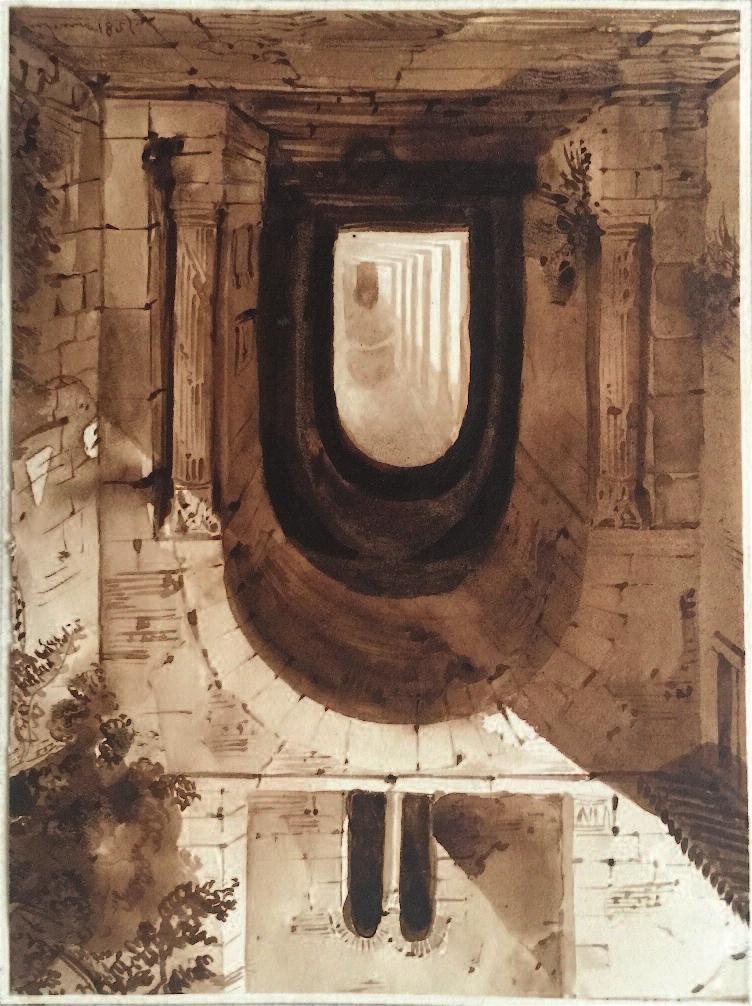 Weekly Transmission 24 3 Thursday 16 June 2016. JEAN-BAPTISTE LESUEUR (1794-1883), Dark Corridor, Rome, 1825.