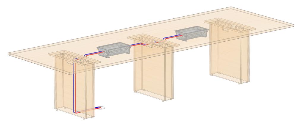 05 FOUNDATION Foundation 6 Individual Panel Bases Horizontally, cable grippers or cable managers (PDGR or PDJTR) can be specified to route power and cables beneath the table top.