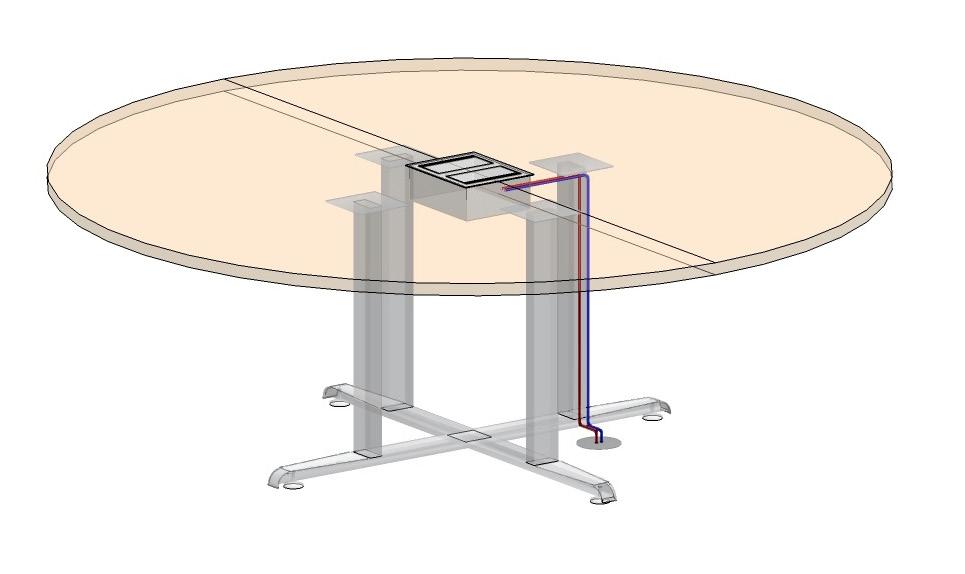 08 IMPRESSION Impression O-Legs Cable grippers or cable managers (PDGR or PDJTR) can be specified to route power and cables horizontally beneath the table top.