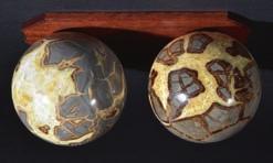 102* Septarian calcite spheres on stand, Utah, USA, each approx.