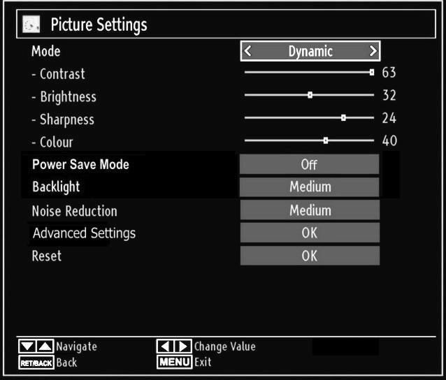 Configuring Picture Settings You can confi gure picture settings of your TV by using Picture Settings menu. Configuring Picture Settings You can use different picture settings in detail.