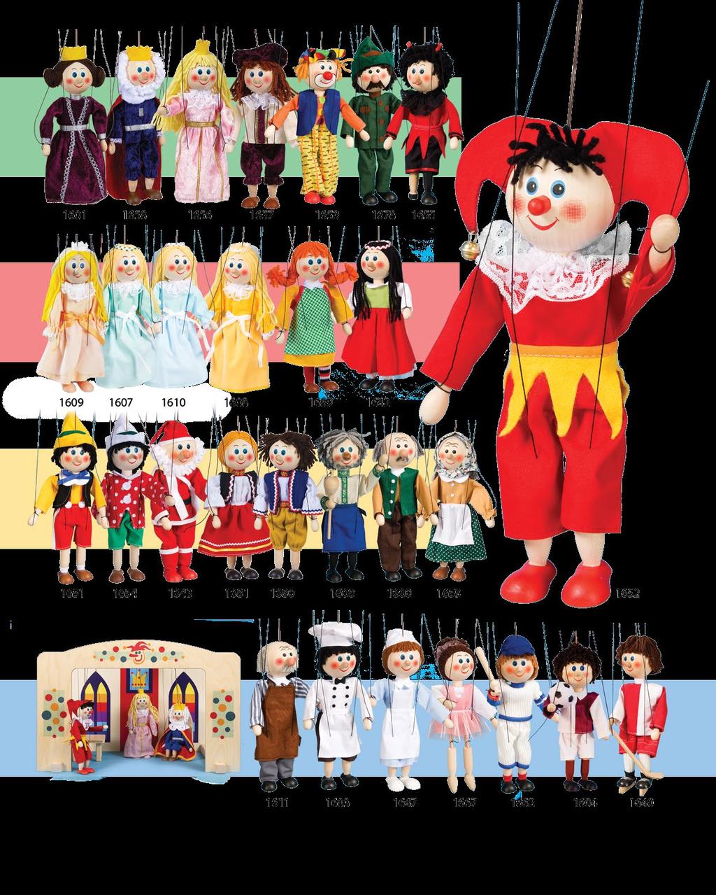 WOODEN PUPPETS 20 cm Puppet theatre for 20 cm sizepuppets - 62 The most popular series