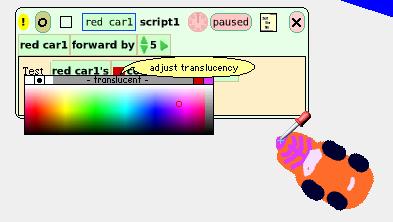 This project uses the first test statement. When you click on that tile, it changes when it attaches itself to the cursor and adds two red boxes and another word, color.