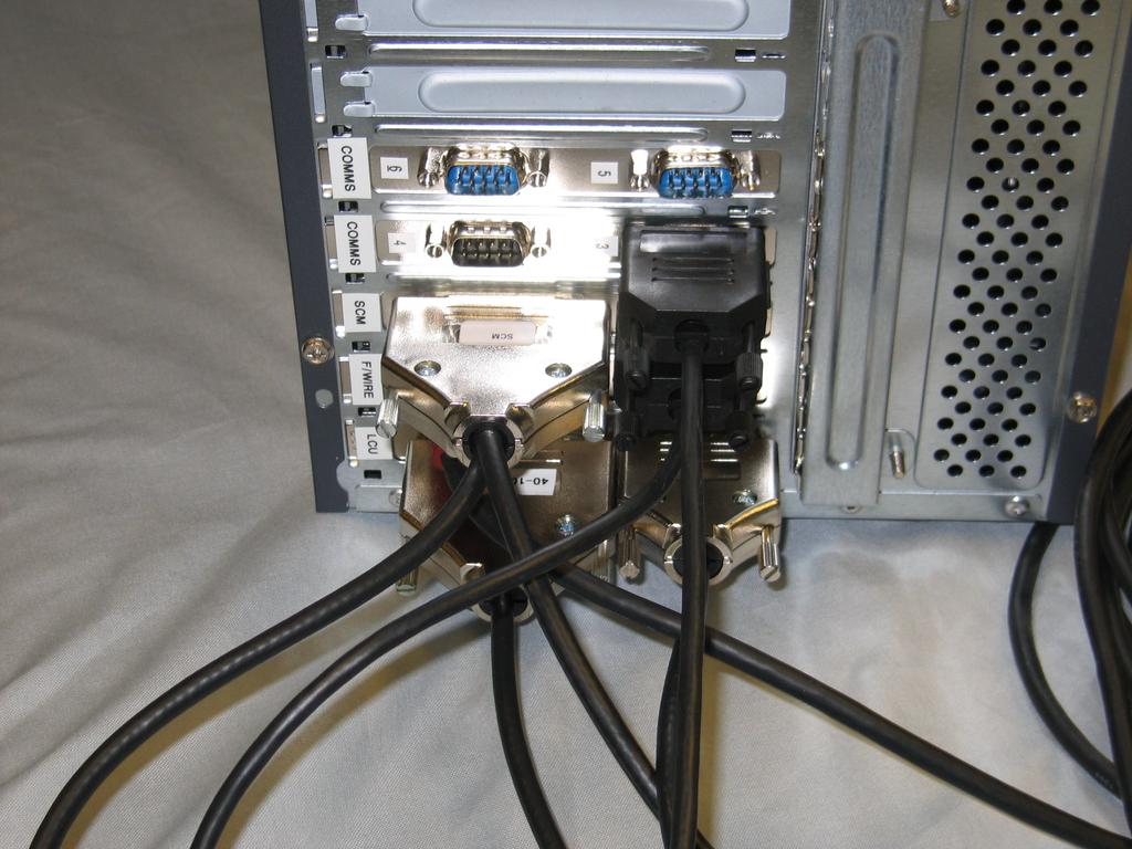 Rear view of LIS camera PC. Showing all cables connected.