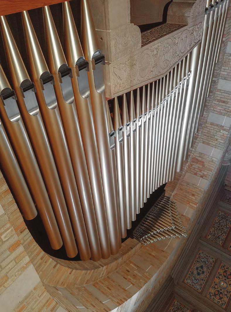 Heavily damaged first by modifications to the stoplist with foreign pipes installed by lesser hands, then with loud speakers among and largely on the pipes, the original pipe organ was assumed