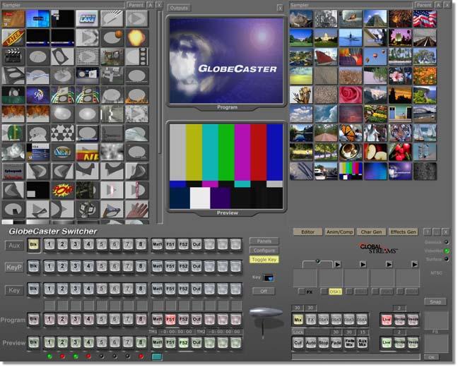 Switcher Manual GlobeCaster 11 Figure 2.2: The Studio 4000 Switcher Interface The basic function of the GlobeCaster Switcher is to provide a transition between video sources.