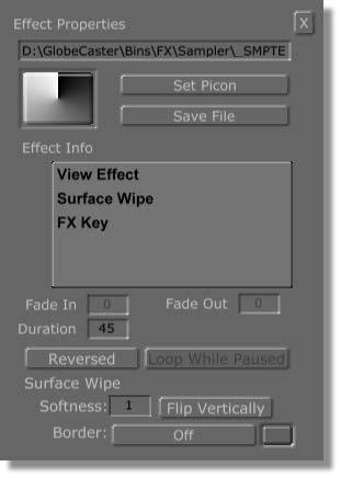 Quick Start 20 Chapter 2 Effect Properties Panel With the Effect Properties panel, the GlobeCaster Switcher gives you the power to alter transition properties, such as softness and duration, allowing