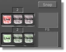 Switcher Manual GlobeCaster 53 Freeze and Strobe Controls The Freeze and Strobe controls (Figure 3.16) are used on either the Preview or Program bus.
