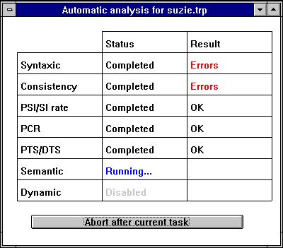 Automatic Analysis Selectable functions Error