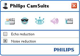 4 Audio settings menu Enables you to optimize audio quality. Click the button in the Philips CamSuite control panel to open the Audio settings menu. 6.4. Echo reduction This echo reduction technology suppresses echoes so the other person hears your voice more clearly.