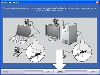 Or: If there are certain items you do not wish to install, check the boxes before these items. Select at least WebCam Driver SPC330NC and Philips CamSuite. 5.