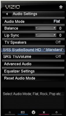 5 Adjusting the Audio Settings To adjust the audio settings: 1. Press the MENU button on the remote. The on-screen menu is 2. Use the Arrow buttons on the remote to highlight Audio and press OK.