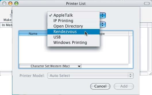 Instalarea Driverului de Imprimantă Macintosh 9 Clicaţi Add. 12 Selectaţi Brother HL-5270DN series, şi apoi clicaţi Add. Pentru utilizatorii de Mac OS 10.2.4 până la 10.3: Săriţi la pasul următor.