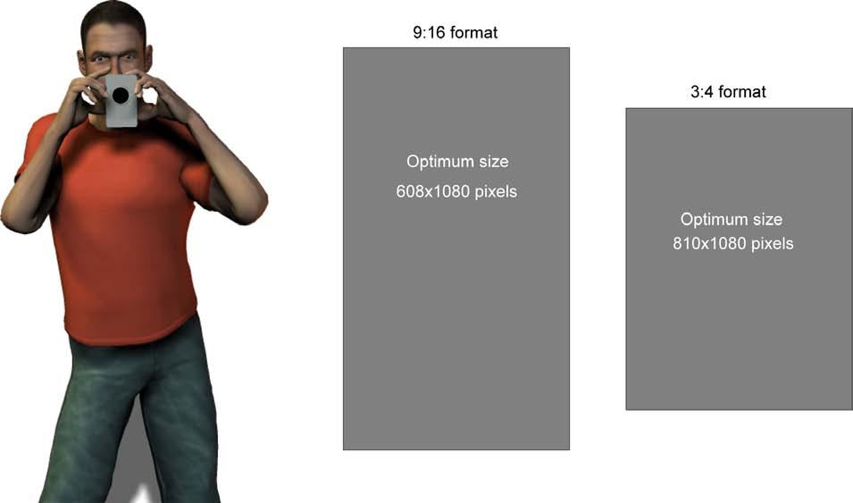 Figure 3. When shooting in portrait position you can use the 9:16 format or the 3:4 format (incl. optimum resolutions for images used with the template system).