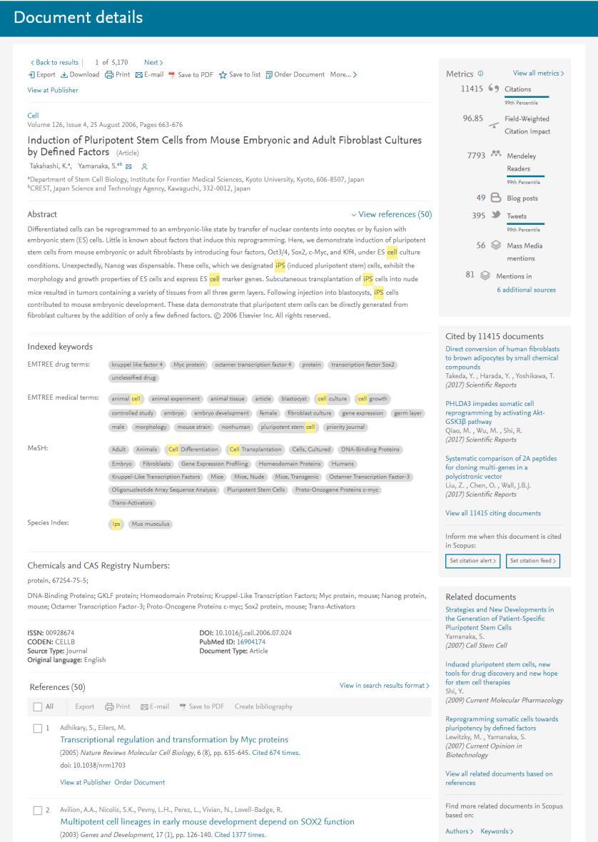 Scopus 13 Find high-impact articles 3 Document details page (Abstract + References) Number of citations Title Authors Abstract Keywords Number of citations + Documents citing this article