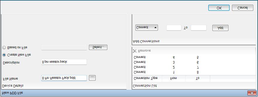 Figure 10: Creating a new PDD file To create a new PDD file, enter a filename and (optionally) some description text and then add connections between pins.