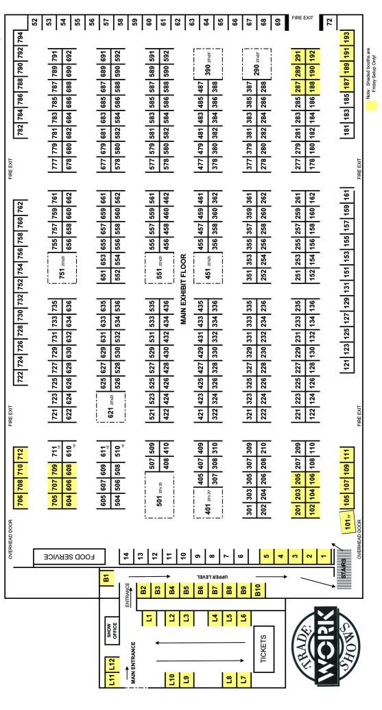 32nd Annual SUBURBAN HOME SHOW Floorplan Note: For a corner location a minimum of two booths must be reserved! NOTE: SHADED BOOTHS ARE FRIDAY SET-UP ONLY!
