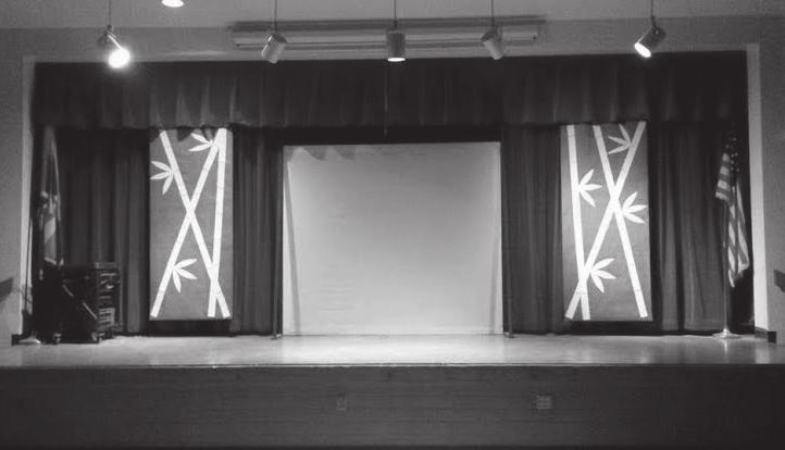 Proection Screen The centerpiece of the staging for my musicals is a rear-proection screen, upon hich the set is proected using an LCD proector PERFORMANCE NOTES I enlisted the help of a local high