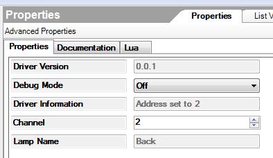 When you add it to your project it will appear as four items as shown below. You need to set the channel number of the light on the Properties tab.