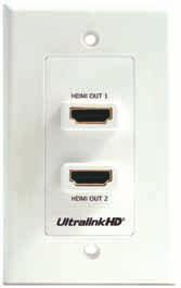 HD Wall Plates ACCESSORIES Dual HDMI Wall Plate Ultralink HDMI (input/output) wall plates feature passive HDMI connectors.