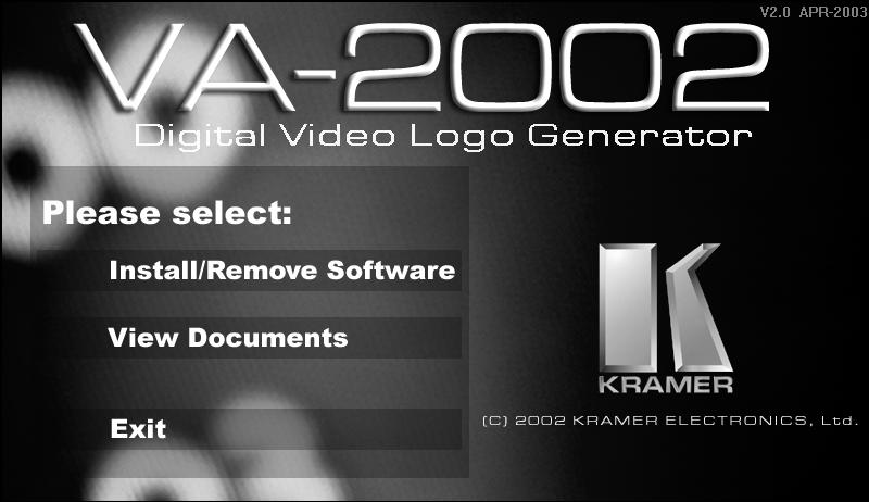 Installing the VA-2002 Software 7 Installing the VA-2002 Software The VA-2002 CD-ROM includes two Windows -based programs a Logo Finalizer and Upload program 1, and a Remote Control program 2 as well