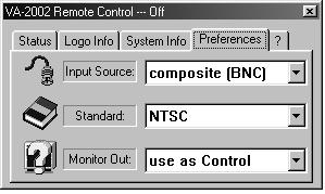 Click Close to activate the VA-2002 Remote Control window, as Figure 20 illustrates: Figure 20: Active VA-2002 Remote Control Window 5.