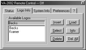 Using the VA-2002 Remote Control Program Figure 22: Logo Info Window (Before RS-232 Transfer) 2.