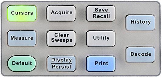 Menu : Press the button to enter the CURSOR function menu. The oscilloscope provides manual and track cursor mode.