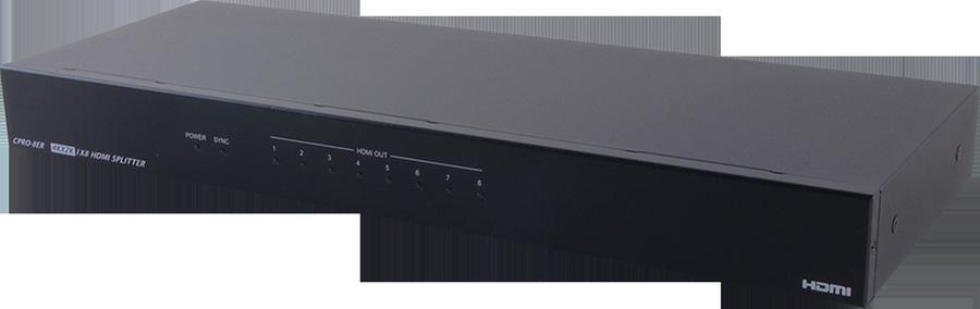 CPRO-8ER HDMI Distribution Amplifiers 1 to 8 HDMI Distribution Amplifier (4K Resolution) The QU-18S-4K Distribution Amplifier (splitter) accepts one HDMI input and splits this signal to eight
