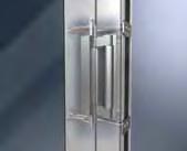Sisteme din aluminiu pentru uşi ADS Schüco 21 Balamale: o legătură sigură între uşă şi toc Hinges: secure connection between door and frame Aspect de filigran: balamale inoxidabilie cilindrice din