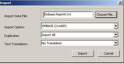 Step 2 is to import the file of references into EndNote, choose from the toolbar : File Import Choose File locate file From the Import Option list choose Other filters to find