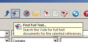 EndNote can also assist the searching and downloading references which are listed by highlighting the reference(s) of interest and then clicking on the Find Full Text ICON.