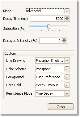 PicoScope 6 Beta User's Guide 131 7.5.2 Persistence Options dialog This dialog appears when you click the Persistence Options button in the Capture Setup toolbar.