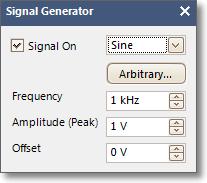 138 7.8.2 Signal Generator dialog (USB DrDAQ) Location: Signal Generator button Toolbars and buttons on the USB DrDAQ Channels toolbar Purpose: controls the USB DrDAQ's built-in signal generator