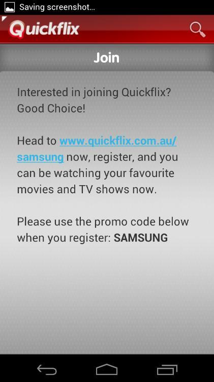 b. Press Menu and then press Join Quickflix You ll be presented with the latest offer and instructions to sign up.