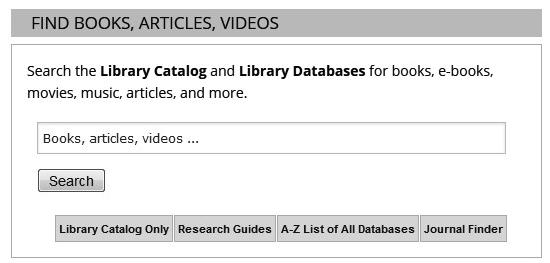 After you complete the tutorial, go to the search box in the middle of the page. Select the Library Catalog Only button.