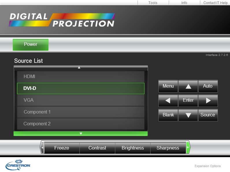 WEB CONFIGURATION UTILITY Projector controls To access projector controls, navigate to the Crestron page.