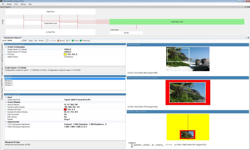 EZwindow4K Configuration Utility Above: HUD window within 4 segments for a