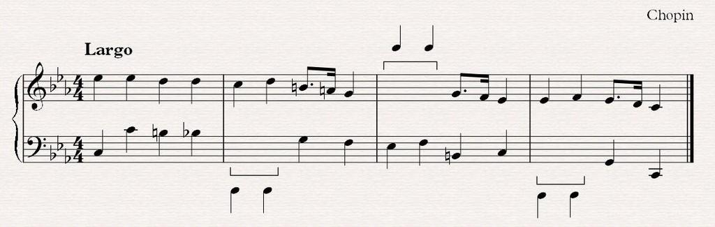 3 0 2 Track 2. The skeleton score below shows the melody and bass line of a piece for piano with a chordal texture.