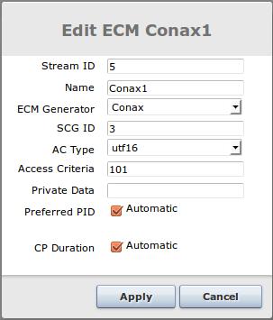 Figure 6.22 - Editing an existing ECM with configurable CP value.