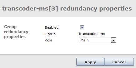 Figure 10.23 Redundancy group properties-main Universal Transcoder-Multiscreen.