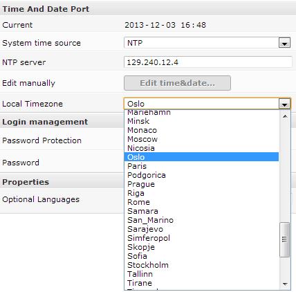 Figure 4.13 - Login Management Section 4.1.7 Password Protection in the GUI For enhanced security the Web interface supports password protected access.