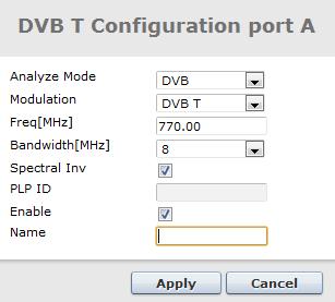 Input Rate [Mbps] CC Error Service PID Mode Port on the DVB-T2 input module Incoming data rate Number of Continuity Counter (CC) errors detected on all input ports since last reset.