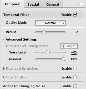 Temporal Filter: Quality Mode The first setting available in the Temporal tab is the Quality Mode.