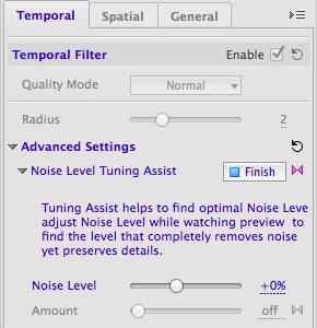 It may be generally difficult to find the optimum value of the Noise Level because the influence of that parameter on the preview may be masked by other filters of Neat Video.