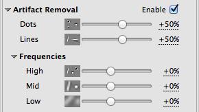 Use the Dots control to adjust the dot removal threshold.