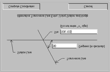 In the Transverse Line Description text box and select Back of Abutment for the Type. You can enter the coordinates for X and Y at the end points of this line.