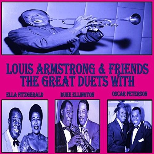 I think the proportions of the top photograph on this Louis Armstrong Great Duets 2-CD set on the AAO Music label are off (it looks like they stretched it side-to-side too much).